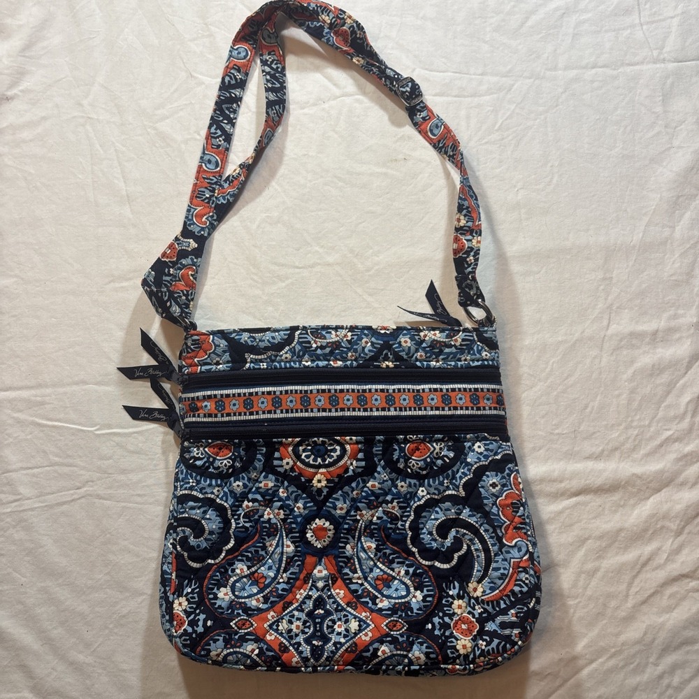 Vera Bradley Marrakesh triple zip Hipster Crossbody Quilted floral print purse